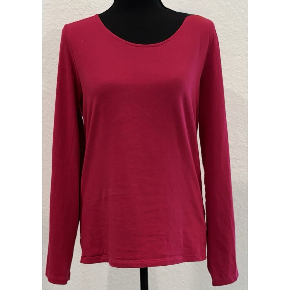 Lands’ End Hot Pink Long Sleeve Women’s T-Shirt Size Medium